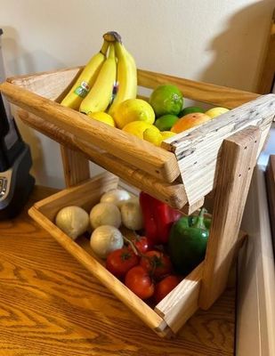 Solid Wood Kitchen Produce Holder for Neatly Storing Fruits and Vegetables 34x10x10cm