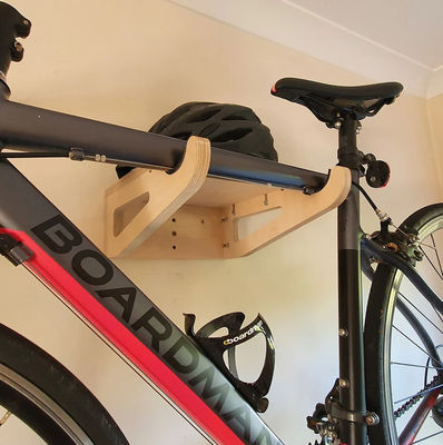Living Room Wooden Bike Wall Mount with Shelf Multifunctional and Smart Storage Design
