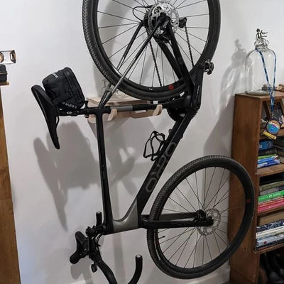Living Room Wooden Bike Wall Mount with Shelf Multifunctional and Smart Storage Design