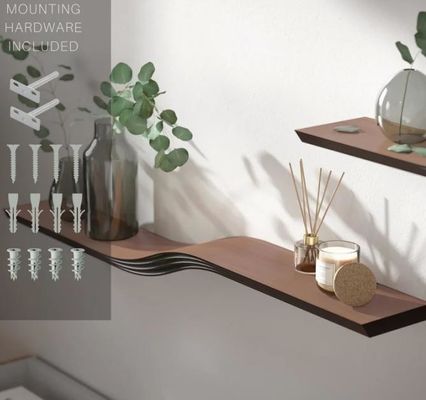 Modern Home Furniture Customized Logo Unique Handmade Wood Floating Wall Book Shelf