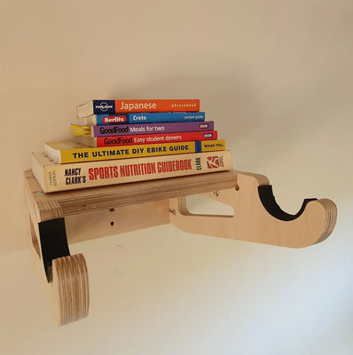 Living Room Wooden Bike Wall Mount with Shelf Multifunctional and Smart Storage Design