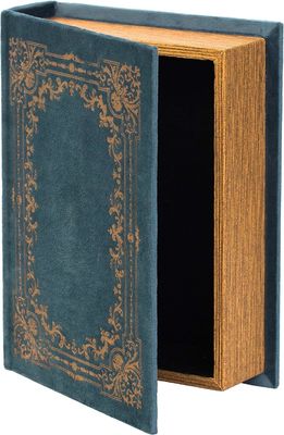 Handmade Wood Decorative Book Shaped Trinket Storage Box with Silk-Screen Printing/Burned