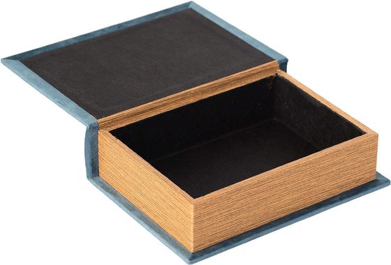 Handmade Wood Decorative Book Shaped Trinket Storage Box with Silk-Screen Printing/Burned