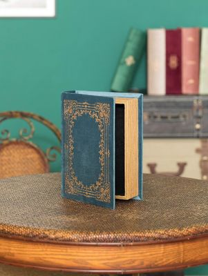 Handmade Wood Decorative Book Shaped Trinket Storage Box with Silk-Screen Printing/Burned