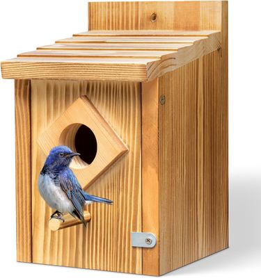 Bluebird Nesting Box with Wooden Construction and Waterproof Spray Paint Treatment