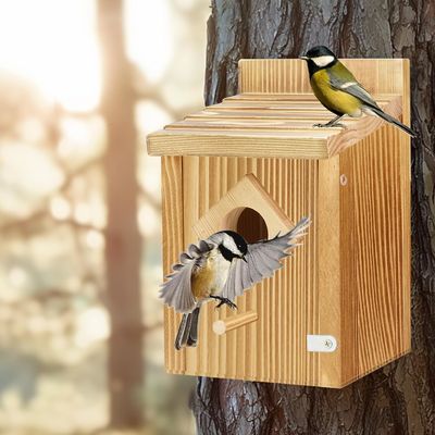 Bluebird Nesting Box with Wooden Construction and Waterproof Spray Paint Treatment