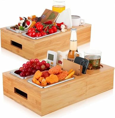 Gift Package Removeable Lid Design Cup And Drink Holder With Snack Tray For Middle Of Couch