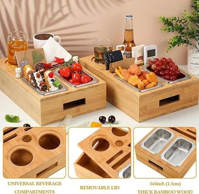 Gift Package Removeable Lid Design Cup And Drink Holder With Snack Tray For Middle Of Couch