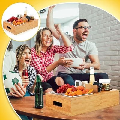 Gift Package Removeable Lid Design Cup And Drink Holder With Snack Tray For Middle Of Couch