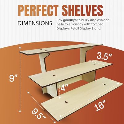 Glossy Lamination 3-Tier Straight Wooden Retail Table Display Rack Stand with Shelves