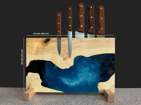 Custom Order Wooden Epoxy Resin Magnetic Knife Set Block Stand Universal Knife Holder