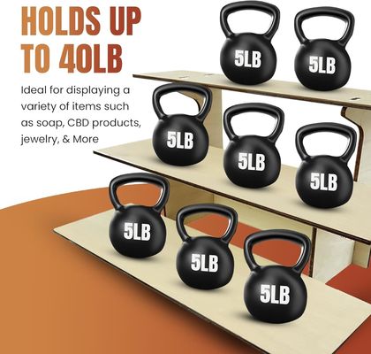 Glossy Lamination 3-Tier Straight Wooden Retail Table Display Rack Stand with Shelves