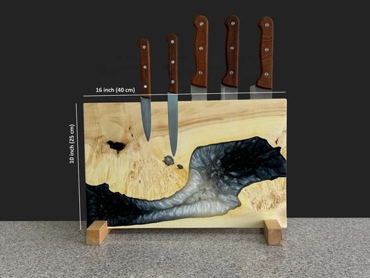 Custom Order Wooden Epoxy Resin Magnetic Knife Set Block Stand Universal Knife Holder