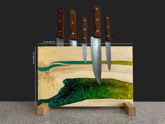 Custom Order Wooden Epoxy Resin Magnetic Knife Set Block Stand Universal Knife Holder