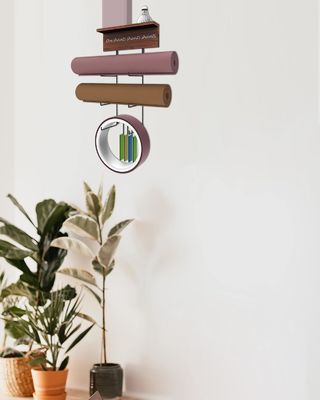 Wood Floating Shelves Yoga Mat Holder Wall Mount for Home Gym Equipment and NO Folded