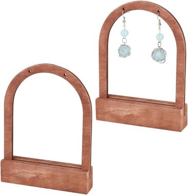 Custom Order Accepted Wooden Arch Shaped Earring Display Stand with Coconut Base