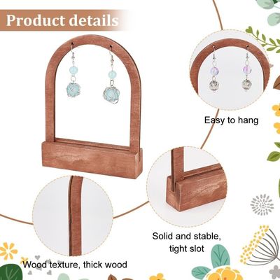 Custom Order Accepted Wooden Arch Shaped Earring Display Stand with Coconut Base