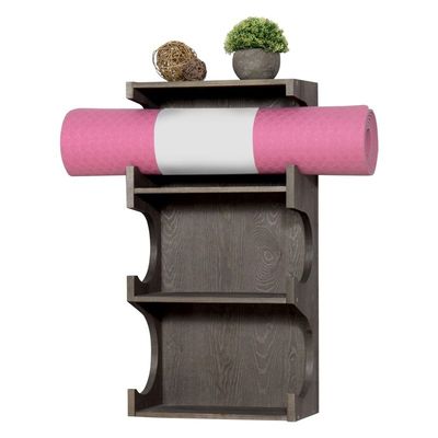 Wall Mounted 3-Tier Foam Roller Yoga Mat Hanging Rack with Top Display Shelf Home Furniture