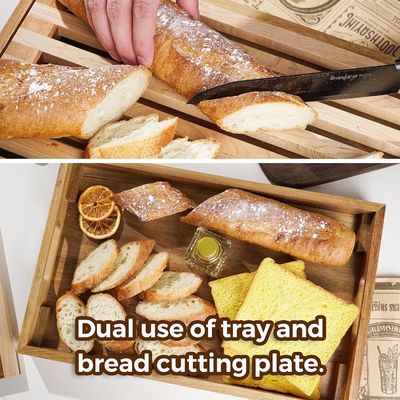 12.6&quot;x12.6&quot;x1.96&quot; Chopping Blocks Wood Bread Cutting Board Serving Tray For Kitchen