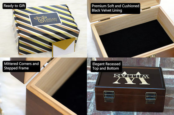 6.2*6.2*4.48 Personalized Wooden Box Tableware Keepsake Box for 5th Anniversary Gift