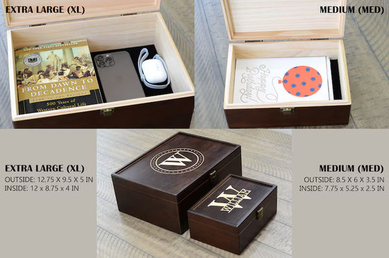 6.2*6.2*4.48 Personalized Wooden Box Tableware Keepsake Box for 5th Anniversary Gift