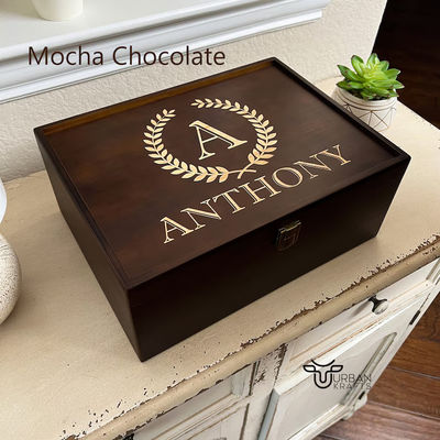 6.2*6.2*4.48 Personalized Wooden Box Tableware Keepsake Box for 5th Anniversary Gift