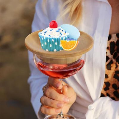 Wooden Wine Glass Charcuterie Board Topper Set of 6 for Preventing Red Wine Splashing