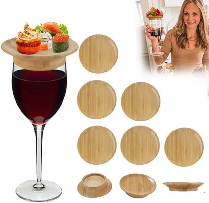 Wooden Wine Glass Charcuterie Board Topper Set of 6 for Preventing Red Wine Splashing