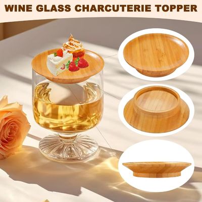 Wooden Wine Glass Charcuterie Board Topper Set of 6 for Preventing Red Wine Splashing