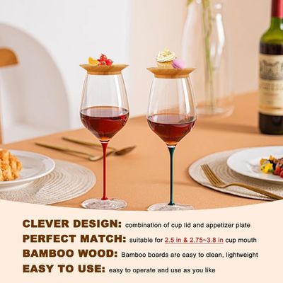 Wooden Wine Glass Charcuterie Board Topper Set of 6 for Preventing Red Wine Splashing