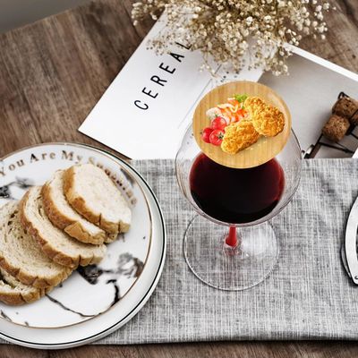 Wooden Wine Glass Charcuterie Board Topper Set of 6 for Preventing Red Wine Splashing