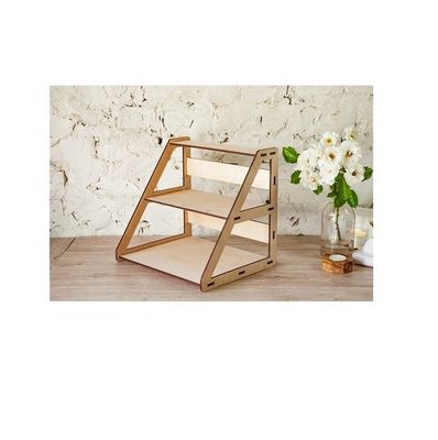 Wood 3-Tier Retail Table Display Stand With Shelves For Jewelry Free Sample Charge