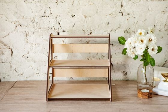 Wood 3-Tier Retail Table Display Stand With Shelves For Jewelry Free Sample Charge