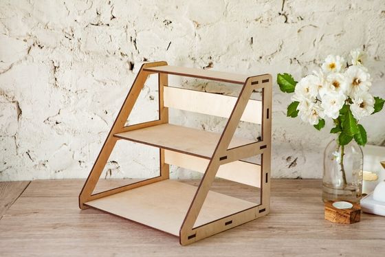 Wood 3-Tier Retail Table Display Stand With Shelves For Jewelry Free Sample Charge