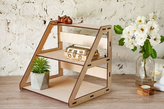 Wood 3-Tier Retail Table Display Stand With Shelves For Jewelry Free Sample Charge