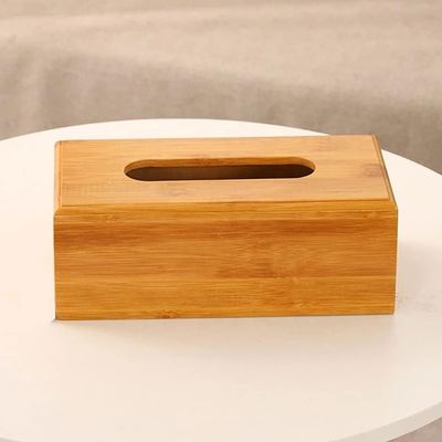 Silk-screen Printed Tissue Box Holder for Wood Storage in Tea Restaurant