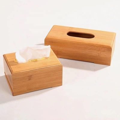 Silk-screen Printed Tissue Box Holder for Wood Storage in Tea Restaurant