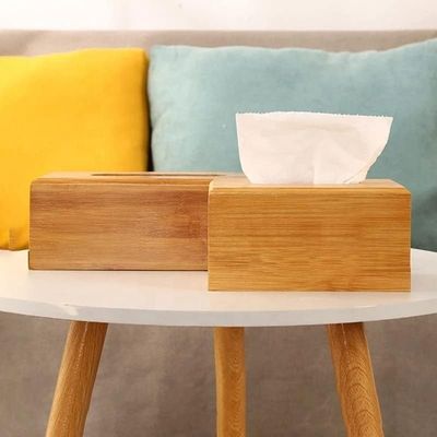 Silk-screen Printed Tissue Box Holder for Wood Storage in Tea Restaurant