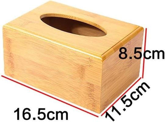 Silk-screen Printed Tissue Box Holder for Wood Storage in Tea Restaurant