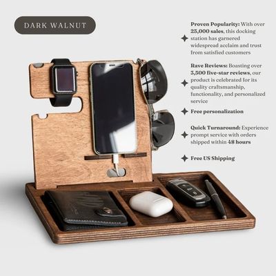 Custom Order Accepted Pine Wood Color Cell Phone Stand Watch Holder Wallet Key Holder