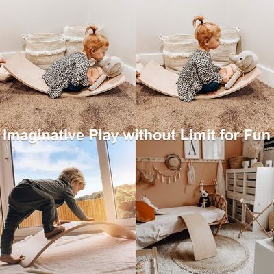 35 Inch Natural Wood Wobble Baby Balance Board Montessori Fitness Balance Curvy Board