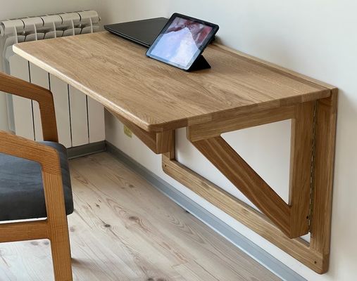 202407 Oak Wall Desk Folding Work Desk for Home Office Office Building Printing Burned