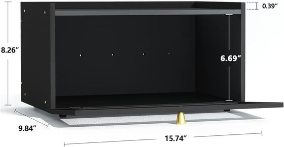 Gift Package 2-Layer Large Modern Bamboo Black Bread Box Wood Bread Storage Bin With Window