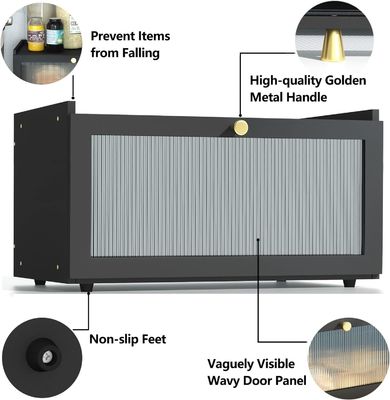 Gift Package 2-Layer Large Modern Bamboo Black Bread Box Wood Bread Storage Bin With Window
