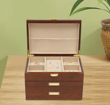 3 Tiers Handmade Crystal Lock Jewelry Organizer Case for Earrings Rings Necklace Watch