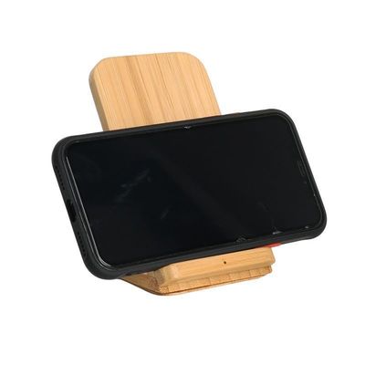 Custom Wood Color Natural Bamboo Wireless Charging 10W Phone Stand with Mail Packing