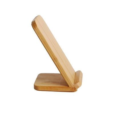 Custom Wood Color Natural Bamboo Wireless Charging 10W Phone Stand with Mail Packing
