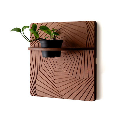 Silk-Screen Printed Wood Carved Geometric Art Hanging Wall Planter for Small Rooms