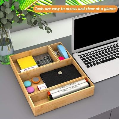 Organize Cutlery with Customized Logo Multi- Deep Drawer Dividers Wooden Storage Box