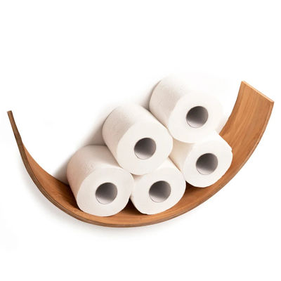 Toilet Paper Holder Wooden Shelf WC Oak Roll Storage Wall Mount Floating Rolls Burning